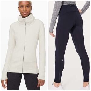 LULULEMON Radiant Jacket || Heathered Light Ivory Wunder Under Leggings Sz 6